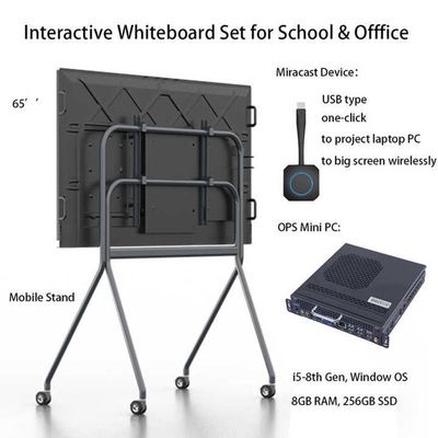 Bảng trắng giáo dục thông minh tương tác 350cd/m2 Đèn sáng IR/Capacitive Touch