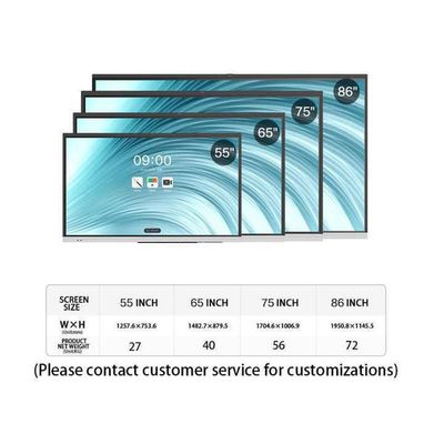Màn hình cảm ứng tương tác chất lượng cao Bảng minh họa bảng trắng 55 Inch Android 13.0 Hệ thống phiên bản