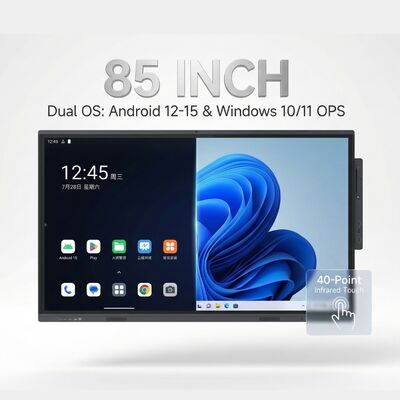 Bảng trắng tương tác màn hình cảm ứng mang lại cảm giác viết tự nhiên và bề mặt chống lóa với lớp bảo vệ kính cường lực